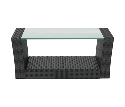 Set muebles de jardín 8 piezas y cojines ratán sintético negro