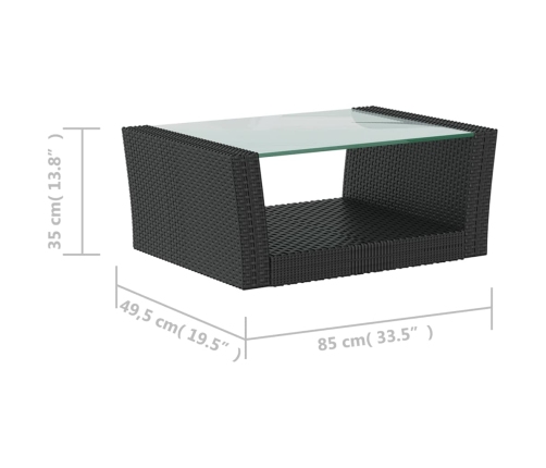 Set muebles de jardín 8 piezas y cojines ratán sintético negro