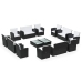 Set muebles de jardín 16 piezas y cojines ratán sintético negro