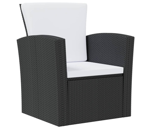 Set muebles de jardín 16 piezas y cojines ratán sintético negro