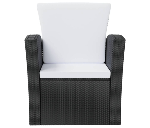 Set muebles de jardín 16 piezas y cojines ratán sintético negro
