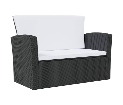 Set muebles de jardín 16 piezas y cojines ratán sintético negro