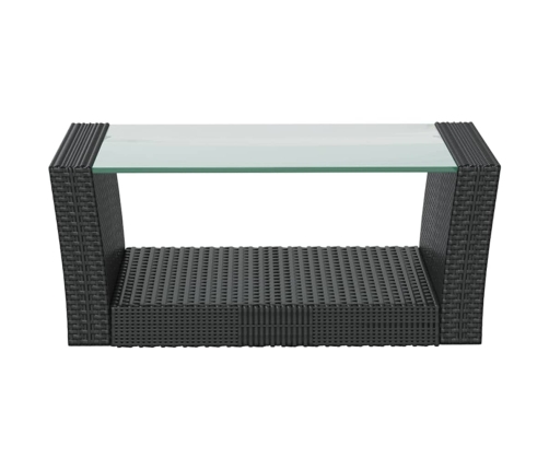 Set muebles de jardín 16 piezas y cojines ratán sintético negro