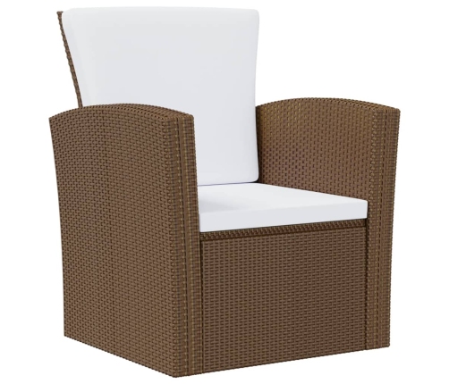 Set muebles de jardín 8 pzas y cojines ratán sintético marrón