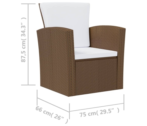 Set muebles de jardín 8 pzas y cojines ratán sintético marrón