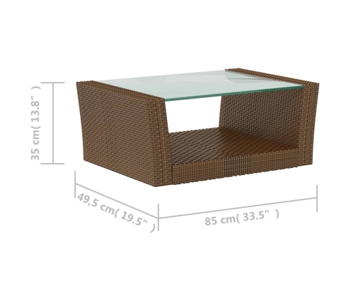 Set muebles de jardín 8 pzas y cojines ratán sintético marrón