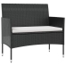 Set de muebles de jardín 8 pzas y cojines ratán sintético negro