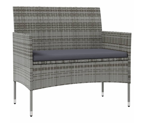 Set de muebles de jardín 16 pzas y cojines ratán sintético gris