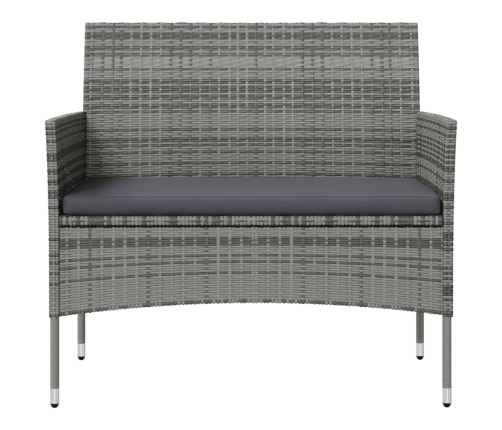 Set de muebles de jardín 16 pzas y cojines ratán sintético gris