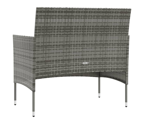 Set de muebles de jardín 16 pzas y cojines ratán sintético gris