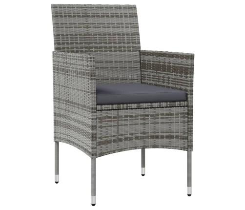Set de muebles de jardín 16 pzas y cojines ratán sintético gris