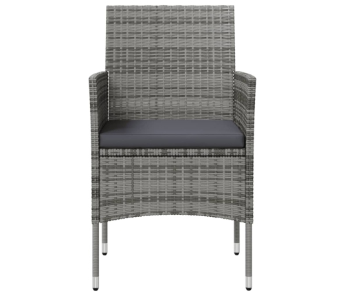 Set de muebles de jardín 16 pzas y cojines ratán sintético gris