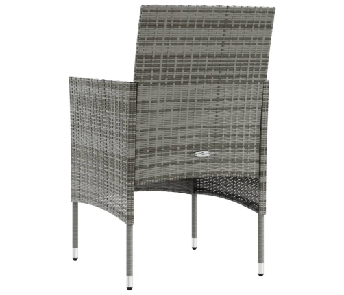 Set de muebles de jardín 16 pzas y cojines ratán sintético gris