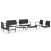 Set de muebles de jardín 8 pzas y cojines ratán sintético negro