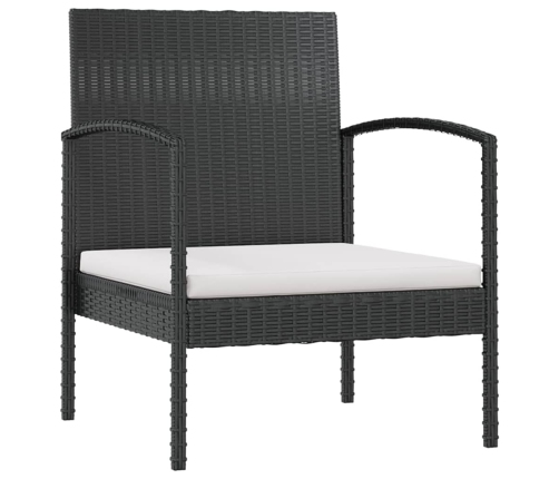 Set de muebles de jardín 8 pzas y cojines ratán sintético negro