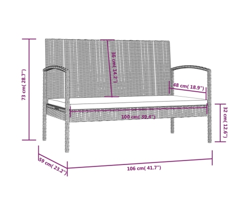 Set de muebles de jardín 8 pzas y cojines ratán sintético negro