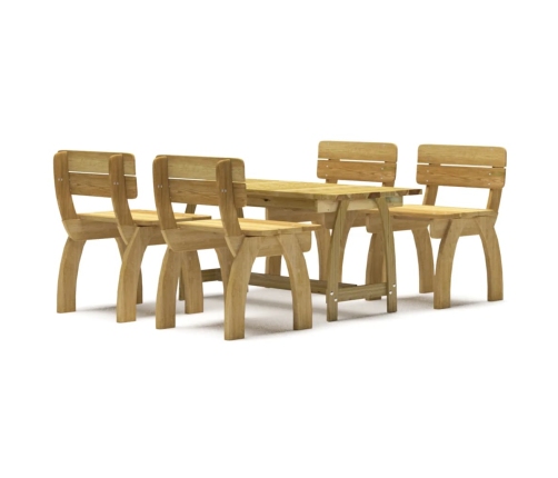 Juego de comedor de jardín 5 piezas madera de pino impregnada