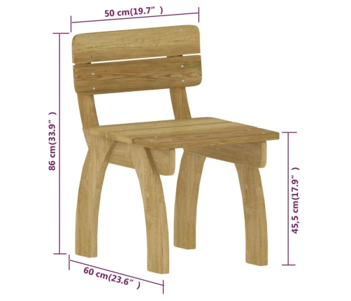 Juego de comedor de jardín 5 piezas madera de pino impregnada