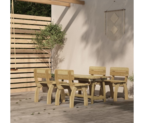 Juego de comedor de jardín 5 piezas madera de pino impregnada