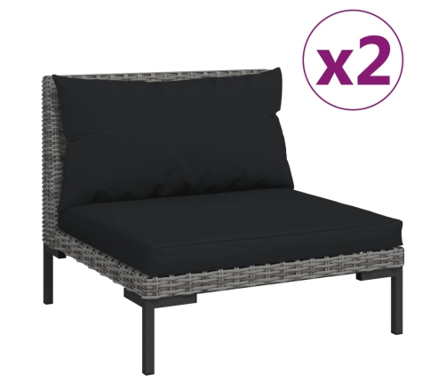 Muebles jardín 3 pzas ratán sintético semicircular gris oscuro