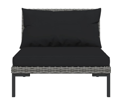 Muebles jardín 3 pzas ratán sintético semicircular gris oscuro