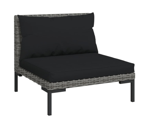 Muebles jardín 3 pzas ratán sintético semicircular gris oscuro