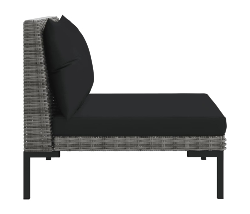Muebles jardín 3 pzas ratán sintético semicircular gris oscuro