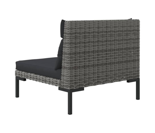 Muebles jardín 3 pzas ratán sintético semicircular gris oscuro