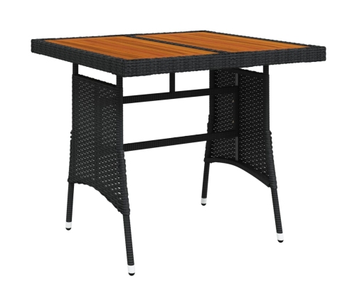 vidaXL Mesa de jardín ratán sintético y acacia maciza negro 70x70x72cm