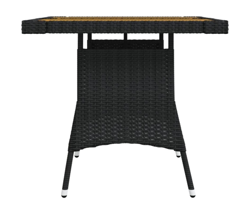 Mesa de jardín ratán sintético y acacia maciza negro 70x70x72cm