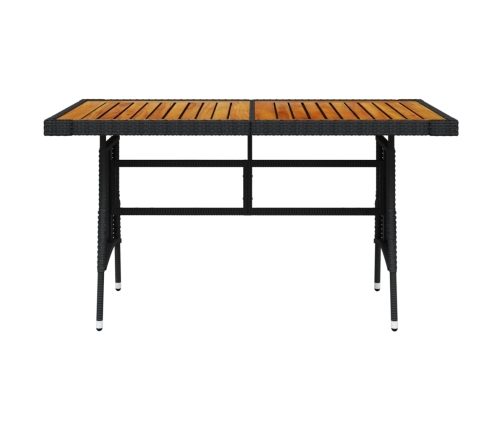 vidaXL Mesa de jardín ratán PE y acacia maciza negro 130x70x72 cm