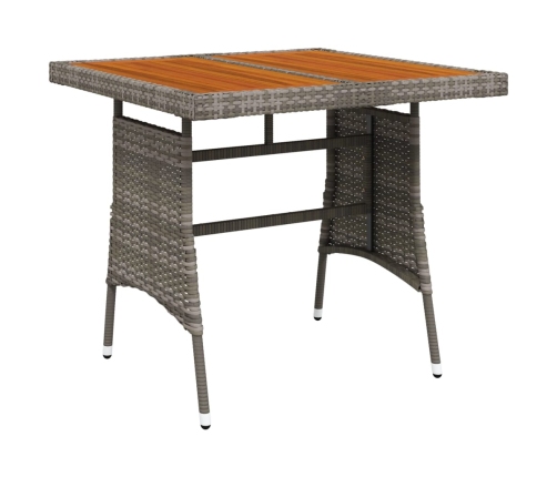 Mesa de jardín ratán sintético y acacia maciza gris 70x70x72 cm