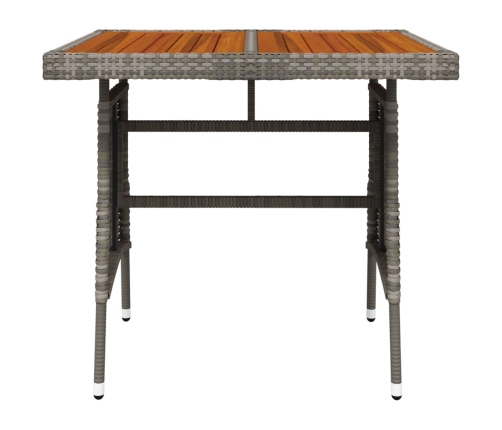 Mesa de jardín ratán sintético y acacia maciza gris 70x70x72 cm