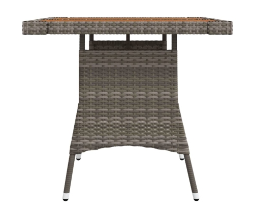 Mesa de jardín ratán sintético y acacia maciza gris 70x70x72 cm