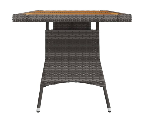 Mesa de jardín ratán PE y acacia maciza gris 130x70x72 cm