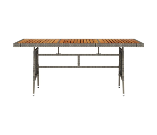 Mesa de jardín ratán PE y acacia maciza gris 160x70x72 cm