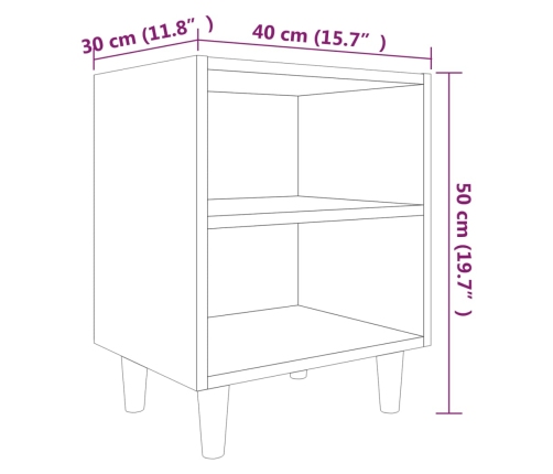 vidaXL Mesita de noche con patas madera pino roble Sonoma 40x30x50 cm