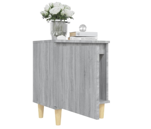 vidaXL Mesita de noche patas de madera maciza gris Sonoma 40x30x50 cm