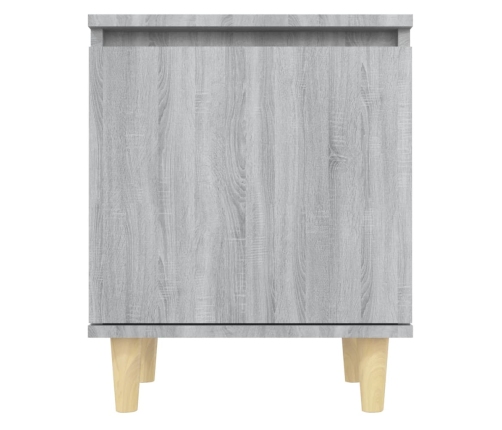 vidaXL Mesita de noche patas de madera maciza gris Sonoma 40x30x50 cm