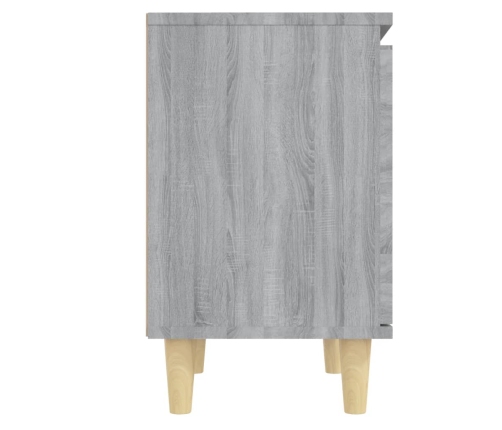 vidaXL Mesita de noche patas de madera maciza gris Sonoma 40x30x50 cm