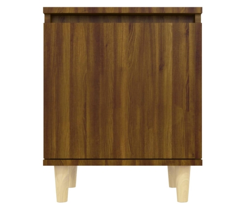 vidaXL Mesita de noche con patas madera maciza marrón roble 40x30x50cm