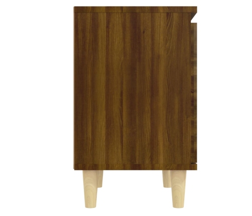 vidaXL Mesita de noche con patas madera maciza marrón roble 40x30x50cm