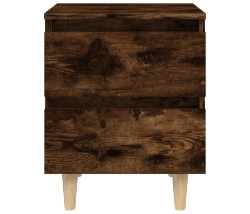 Mesita de noche patas madera maciza roble ahumado 40x35x50 cm