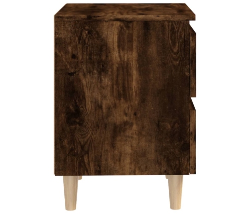 vidaXL Mesitas de noche 2 uds patas madera roble ahumado 40x35x50 cm