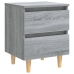 Mesita de noche patas de madera maciza gris Sonoma 40x35x50 cm