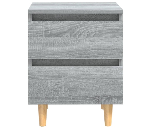 Mesita de noche patas de madera maciza gris Sonoma 40x35x50 cm