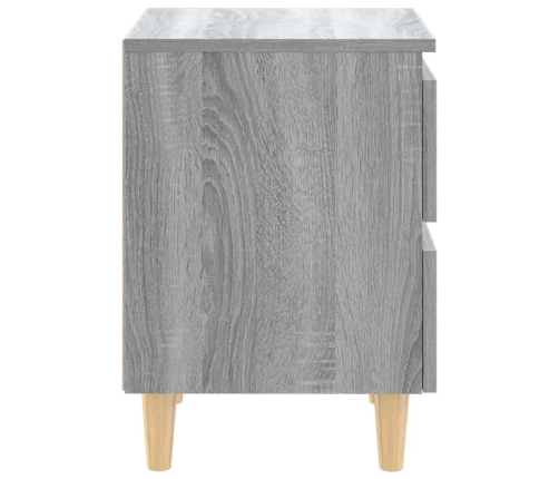 Mesita de noche patas de madera maciza gris Sonoma 40x35x50 cm