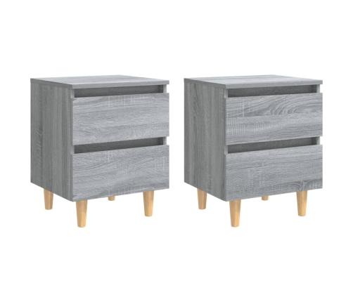 Mesitas de noche 2 uds patas de madera gris Sonoma 40x35x50 cm