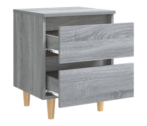 Mesitas de noche 2 uds patas de madera gris Sonoma 40x35x50 cm