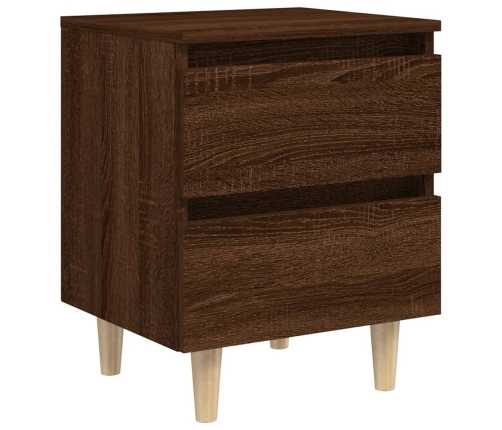 vidaXL Mesita de noche patas de madera maciza roble ahumado 40x35x50cm